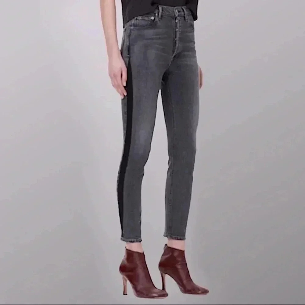 AGOLDE High Rise Crop Straight Fit Jean Washed Column Gray 29